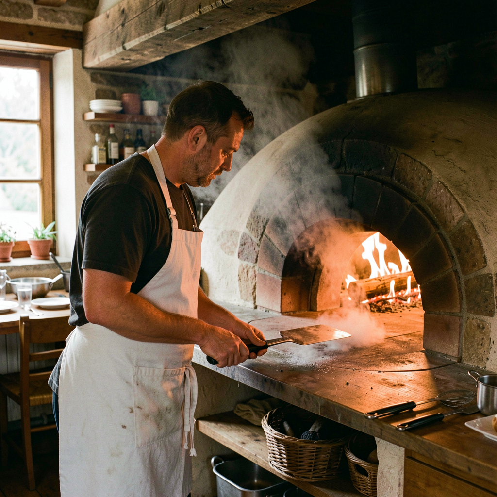 Dean Moreau at work in the Dry Dock kitchen, plating dishes built from ingredients sourced within twenty miles of Willow Creek.